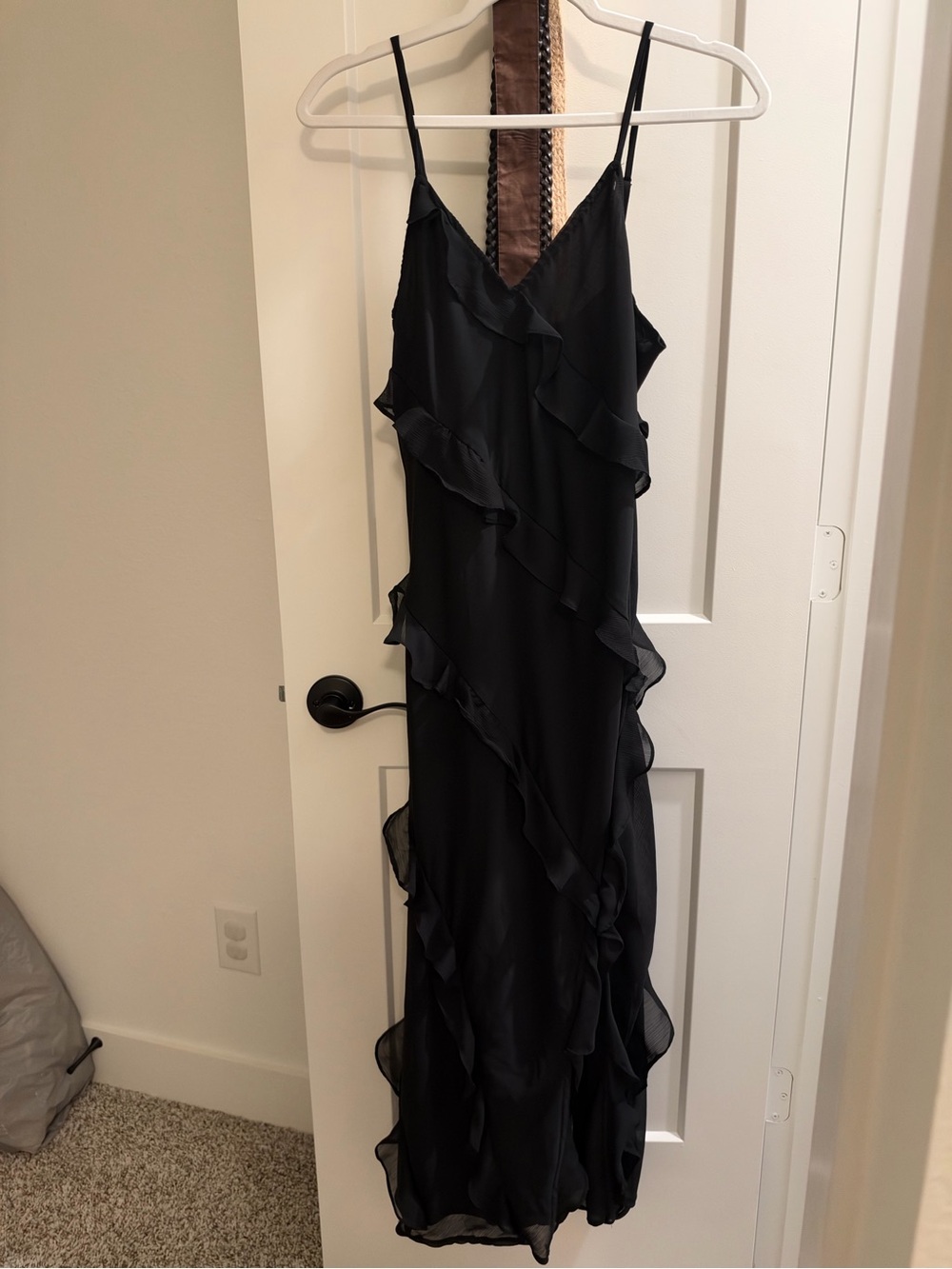 a new day Black Ruffle Slip Maxi Dress